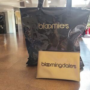 Bloomingdale's VINTAGE Black Tote Bag with Pouch